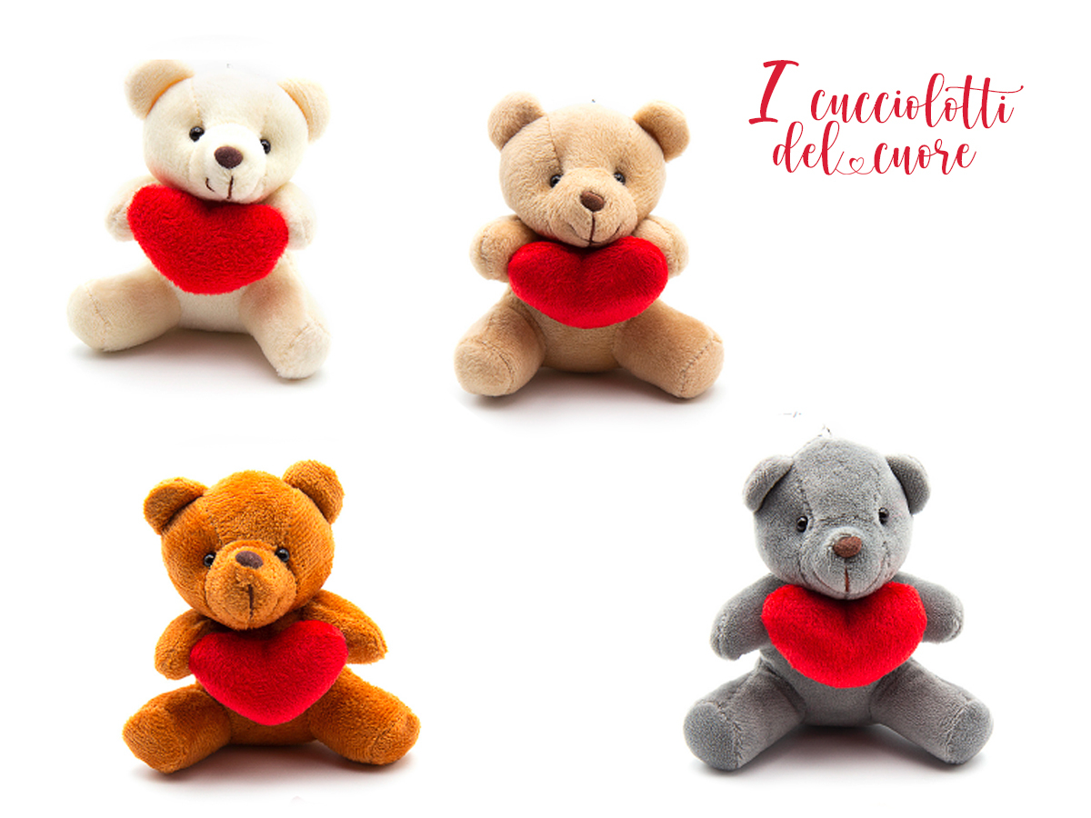 Portachiavi con orsetto beige e cuore rosso : : Prodotti Handmade