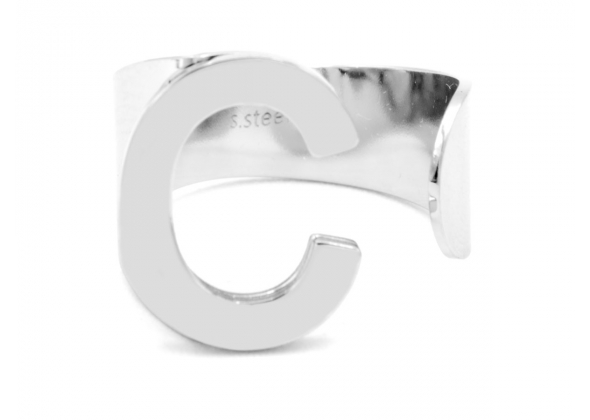 ANELLO LETTERA C REGOLABILE IN ACCIAIO POLO CORTINA STYLE CF 2 PZ