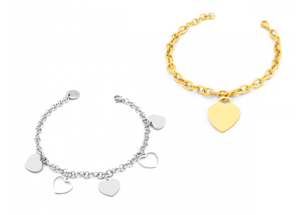 DONNA BRACCIALE ACCIAIO CON PENDENTI CUORE ORO/RODIO POLO C.S. CF 4 PZ