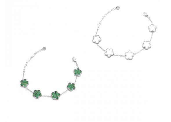 DONNA BRACCIALE A FIORI COLORATO IN ACCIAIO SMALTATO POLO C.S. CF 4 PZ